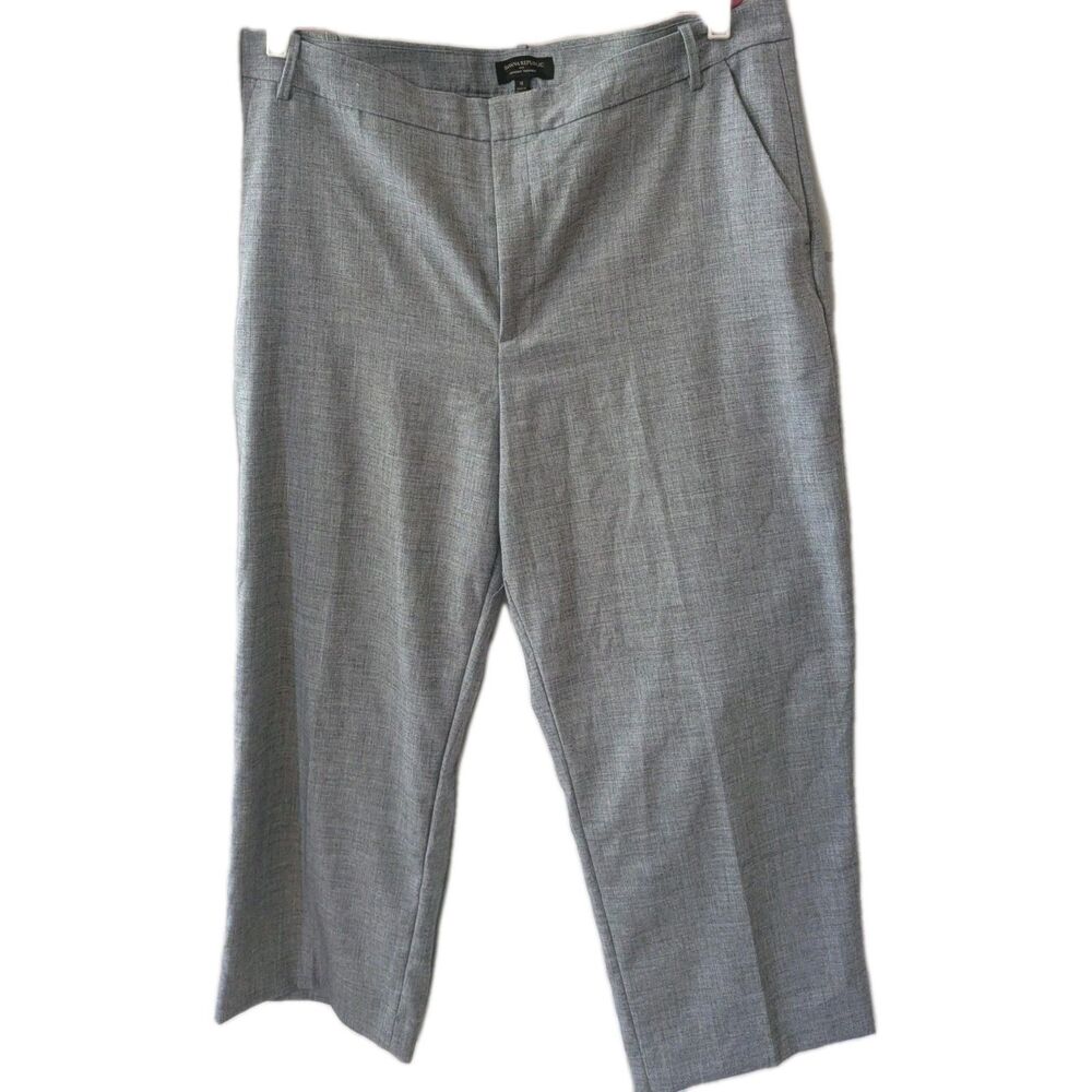 Banana Republic Women's Size 18 Light Gray Straight Trouser Dress Pants Cropped